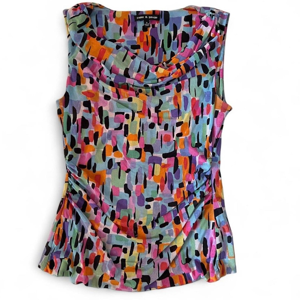 Stunning Multicolor Sleeveless Cowl Neck Top